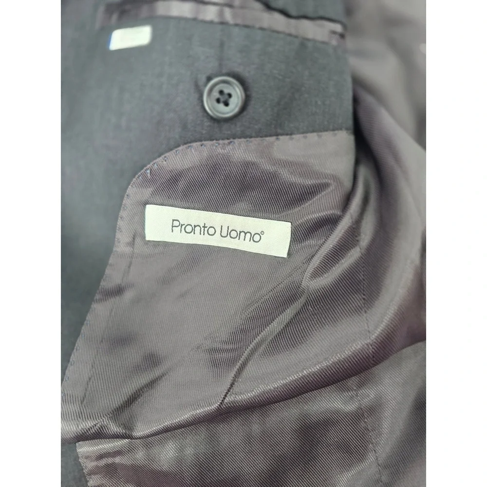 Pronto Uomo Blazer Mens 41L Wool Sport Coat Charcoal Gray Solid EUC
